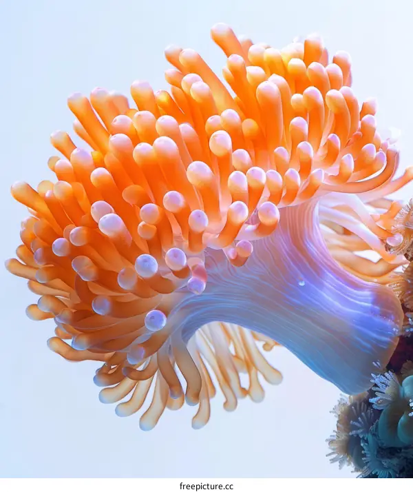 Close-up of an Orange Anemone with White Tips Underwater