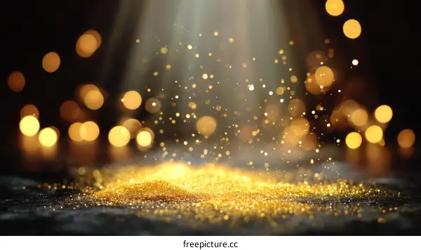 Golden Glitter Background with Bokeh Lights