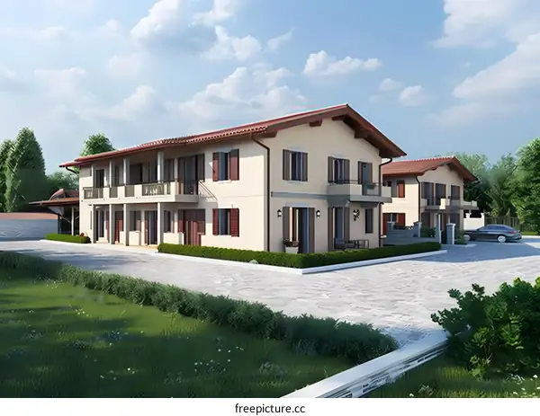 Exterior Design of a Modern Villa with Red Roof Tiles