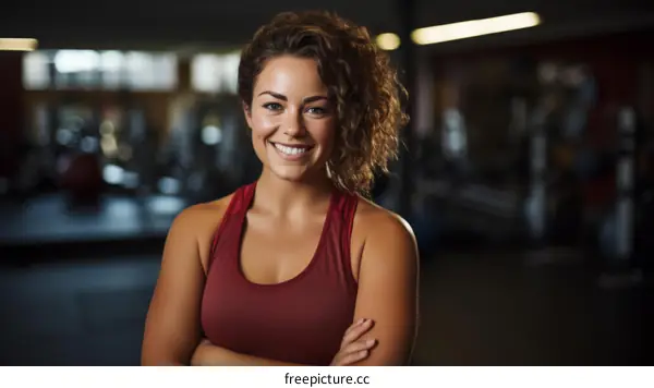 Portrait of a young woman in a gym