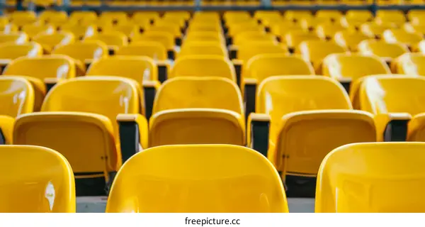 Empty Rows of Yellow Plastic Stadium Seats