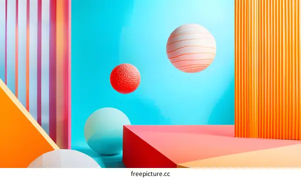Abstract 3D Illustration With Colorful Shapes