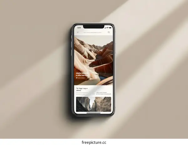 Mobile Phone Screen Displaying Landscape Images