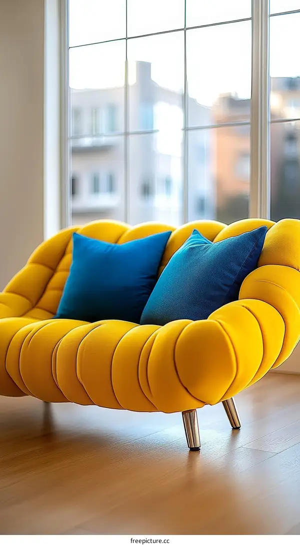 Modern Yellow Sofa by the Window