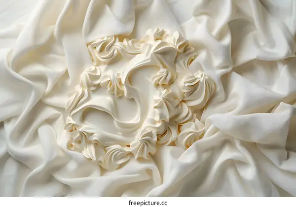 White Creamy Whipped Cream on White Fabric