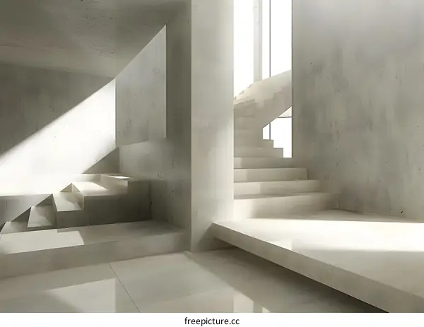 Modern Minimalist Concrete Staircase Interior Design