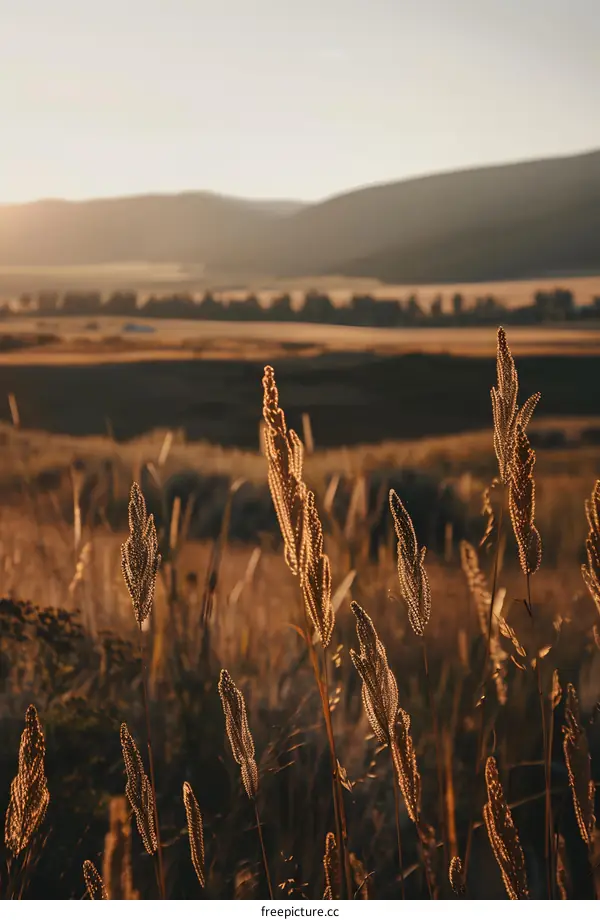 Golden Grass Field at Sunset