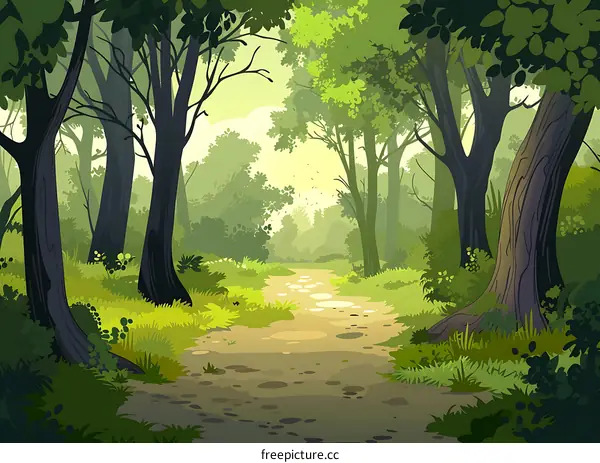 Green Forest Path Illustration