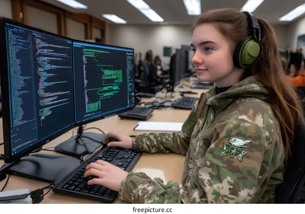 Female Software Engineer Working On Code