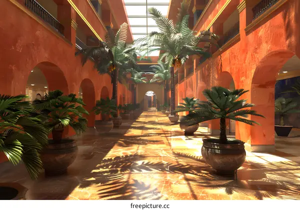 Palm trees in a courtyard