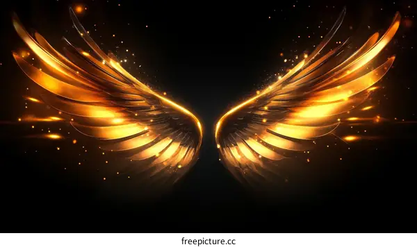 Golden Wings of Light Abstract Illustration