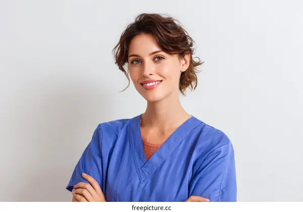 Smiling Female Healthcare Professional in a Medical Uniform