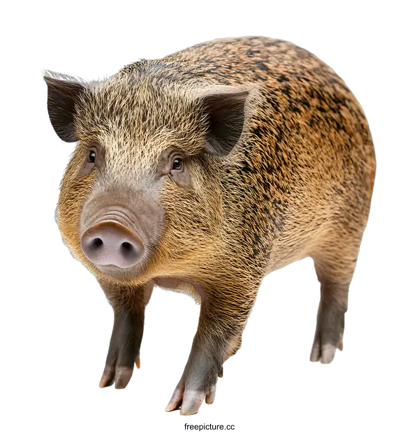 [Transparent Background PNG]Closeup of a Wild Boar on a White Background