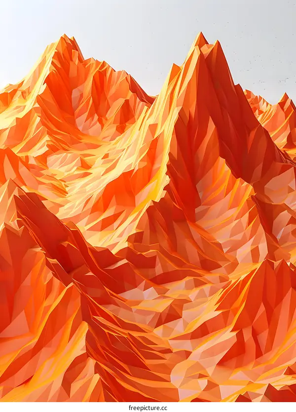 3D rendering of a mountain landscape with a low poly style