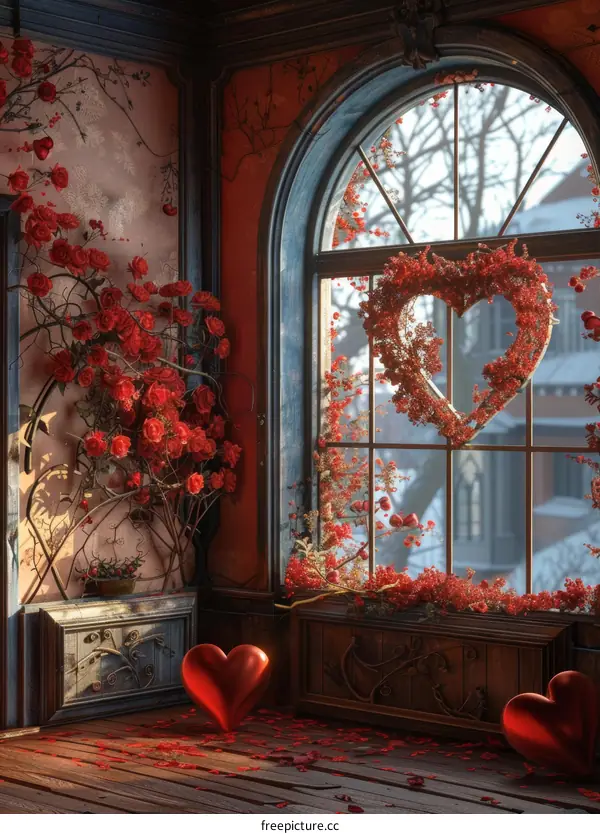 Romantic Rose Wreath by Window