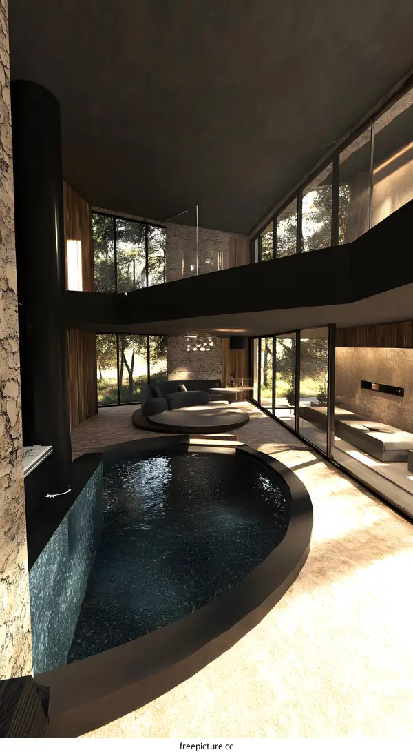 Modern Home Interior Design with a Pool