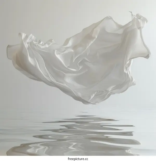 White cloth floating above water surface