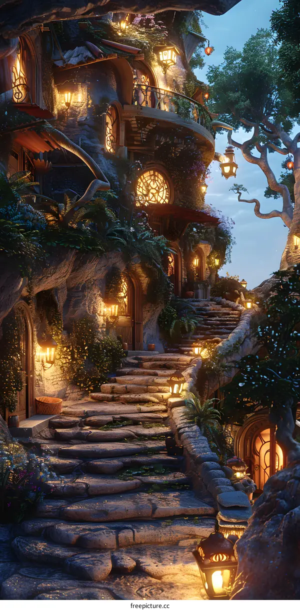 fantasy tree house in the forest