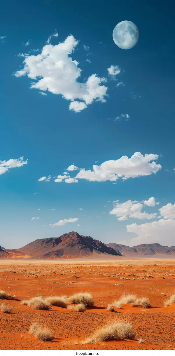 Full Moon Over a Vast Desert Landscape