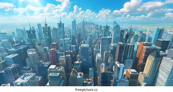 New York City Skyline with Sunlight