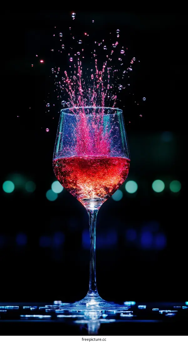 Colorful Drink Splashing in Glass