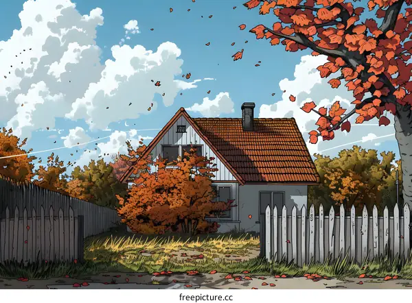 Small house in autumn