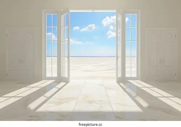 White Room with View of Beach and Ocean