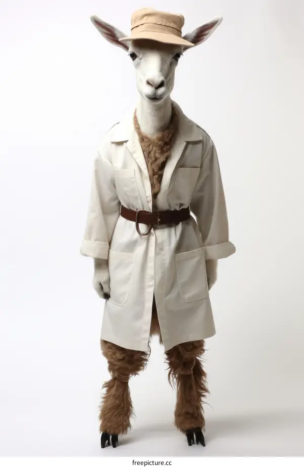 Funny Goat Dressed in Human Clothes