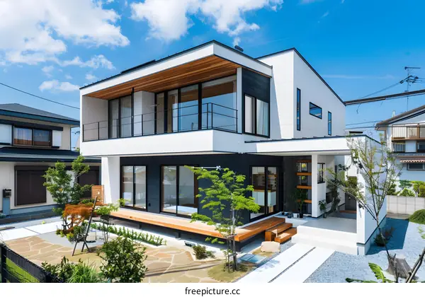 Modern Two Storey Home With White And Black Exterior Design