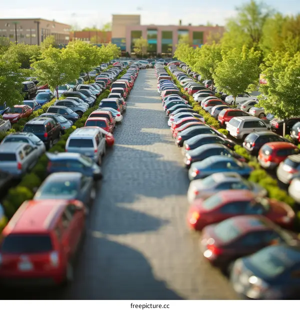 Packed Parking Lot during Daytime