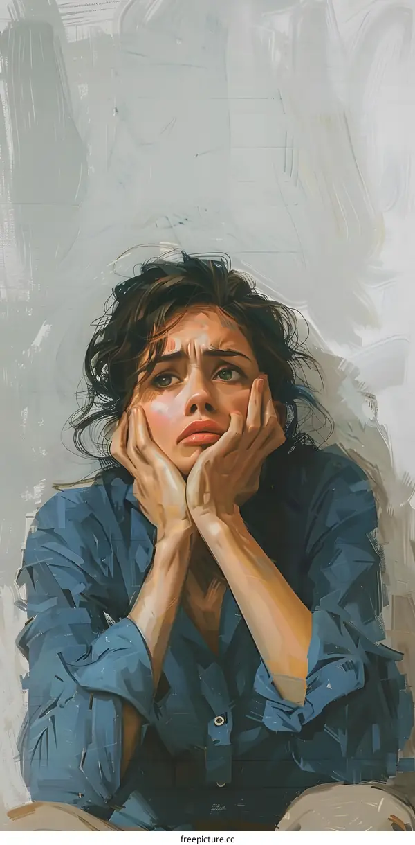 A portrait of a woman with brown hair and blue eyes