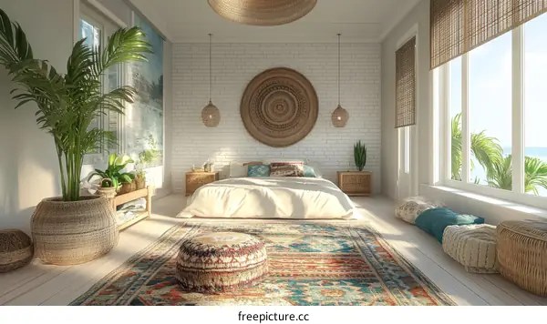 Bohemian Bedroom Interior Design Illustration