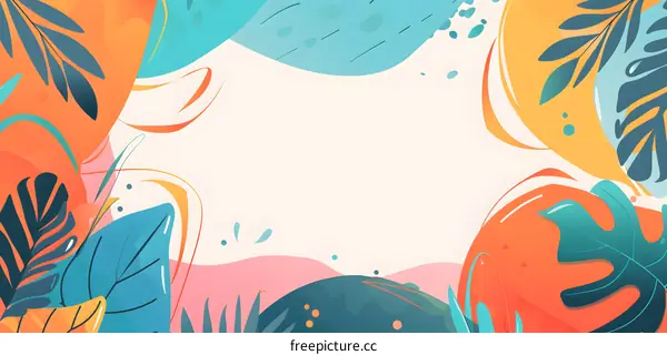 Colorful Abstract Background with Tropical Leaves