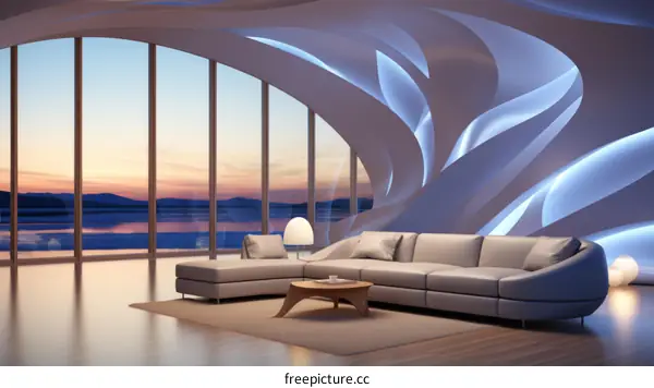 Modern futuristic interior design living room