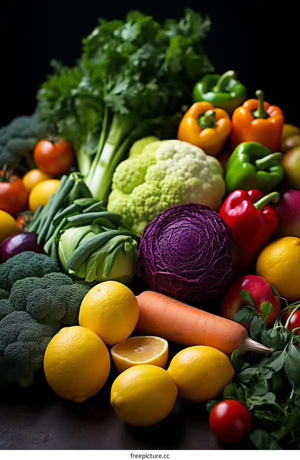 A variety of fresh vegetables and fruits