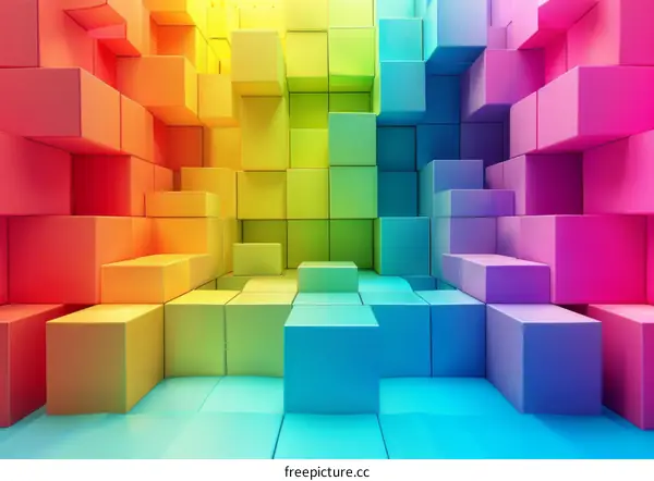 colorful 3d blocks forming a room