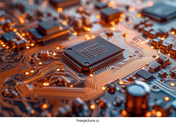 Close-up of a CPU Chip on a Circuit Board
