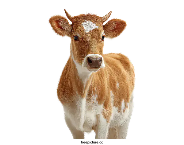 [Transparent Background PNG]Close-up Portrait of a Cute Calf