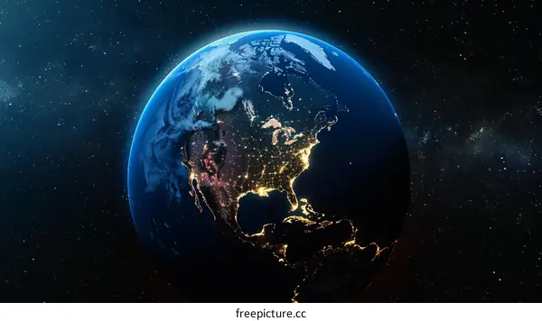 Earth from space showing North and South America