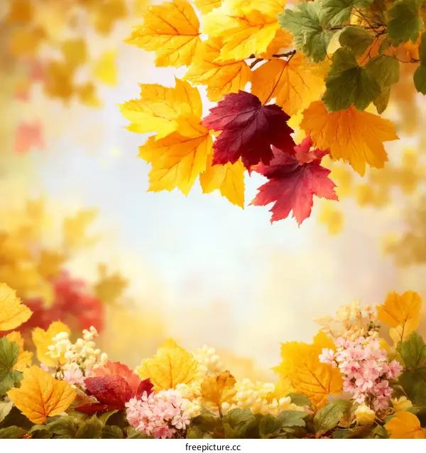 Autumn Leaves Background Image with Fall Colors