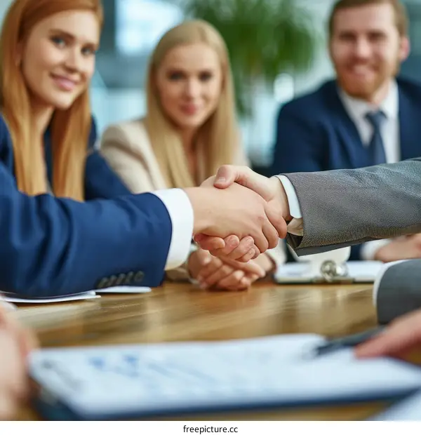 Business handshake agreement between diverse partners