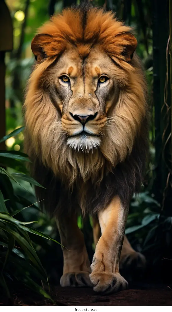 Majestic Lion Walking Through the Savanna