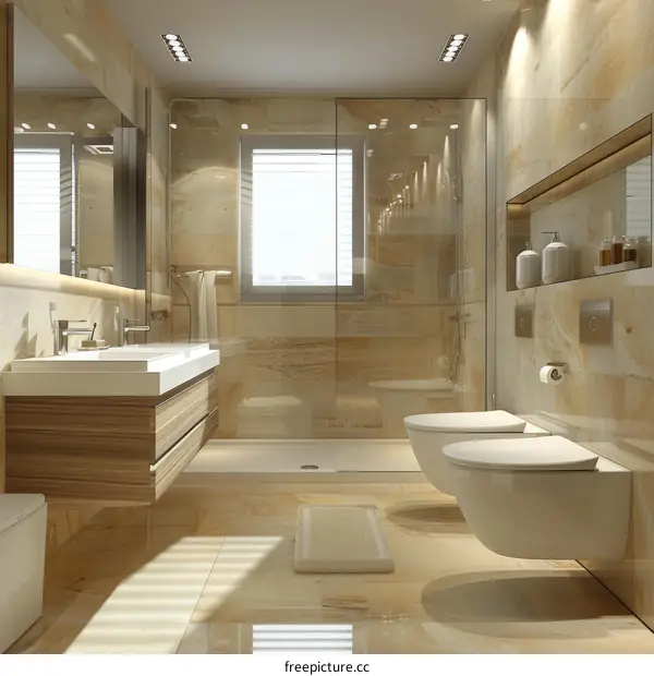 Modern Beige Bathroom Interior Design