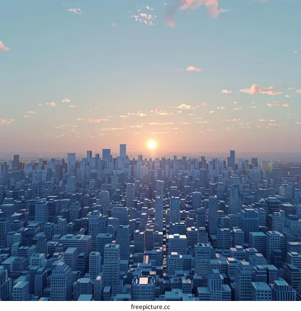 A City Skyline at Sunset