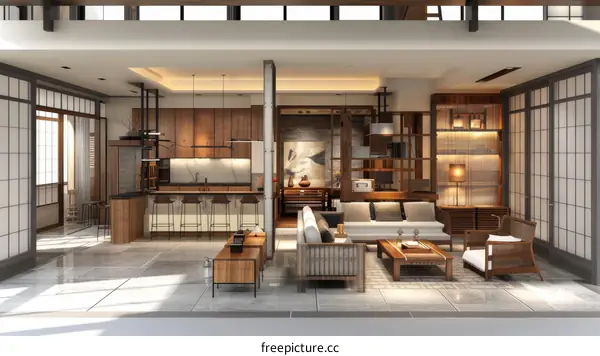 Japanese Minimalist Living Room Interior