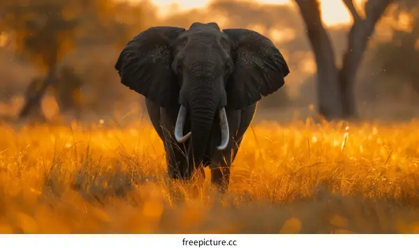 Elephant in the golden field