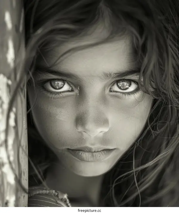 Portrait of a young girl with big eyes