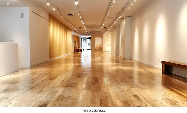 Empty Gallery Corridor with Polished Hardwood Floors