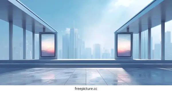 Modern City Rooftop Digital Signage