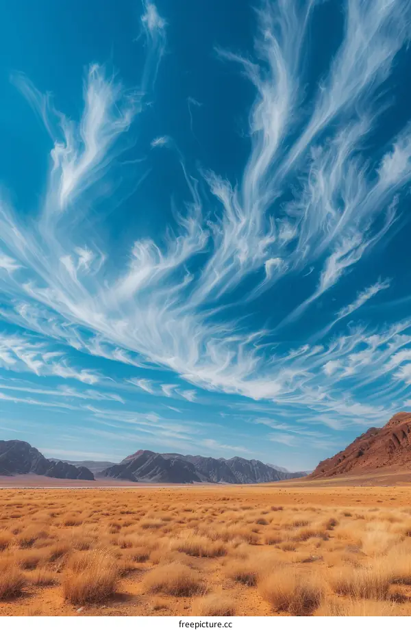 Desert Landscape with Cirrus Clouds